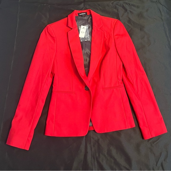 NWT EXPRESS Women's Red Blazer w Black Buttons - Picture 1 of 4